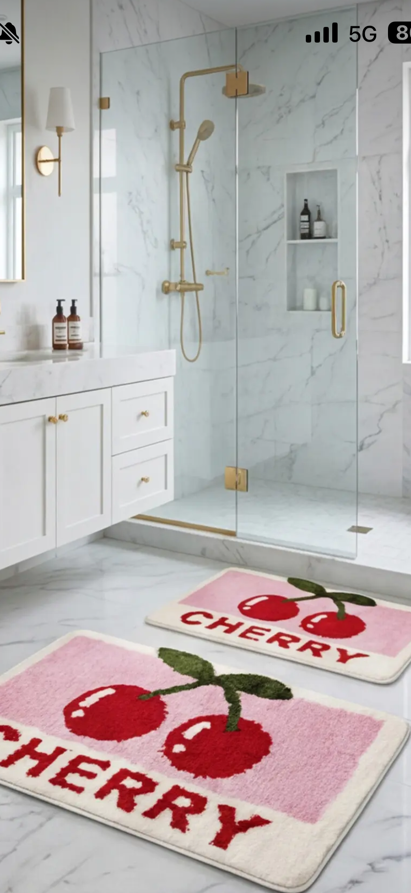 🍒 Cherry Bath Mat Set