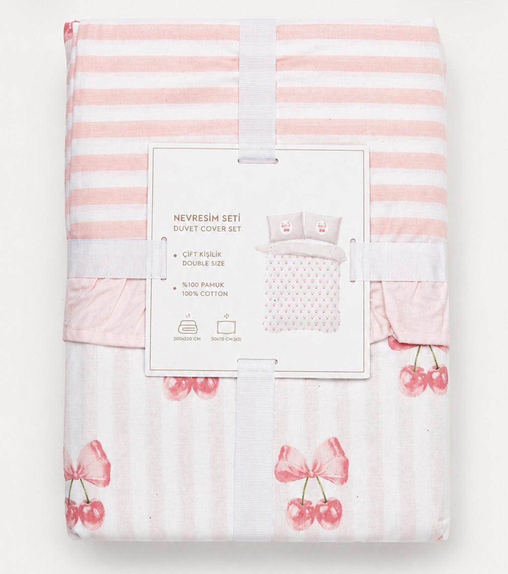 Cherry Cotton Duvet Cover Set – Double Size | 100% Cotton | Free Shipping